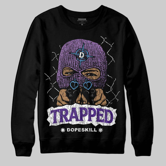 PURPLE Sneakers DopeSkill Sweatshirt New Trapped Graphic Streetwear - Black