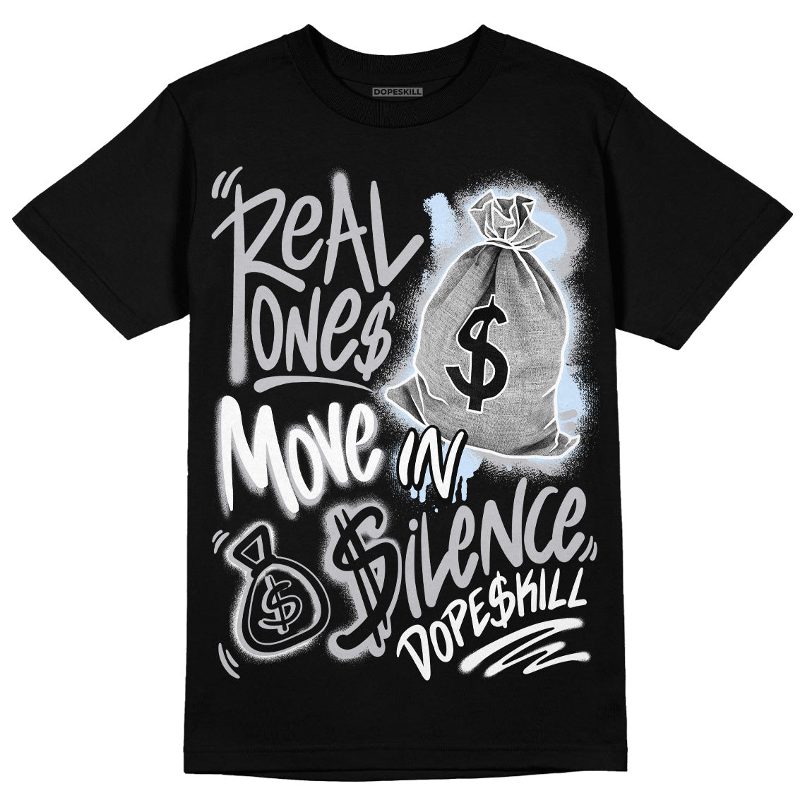 Jordan 11 Retro Low Cement Grey DopeSkill T-Shirt Real Ones Move In Silence Graphic Streetwear - Black