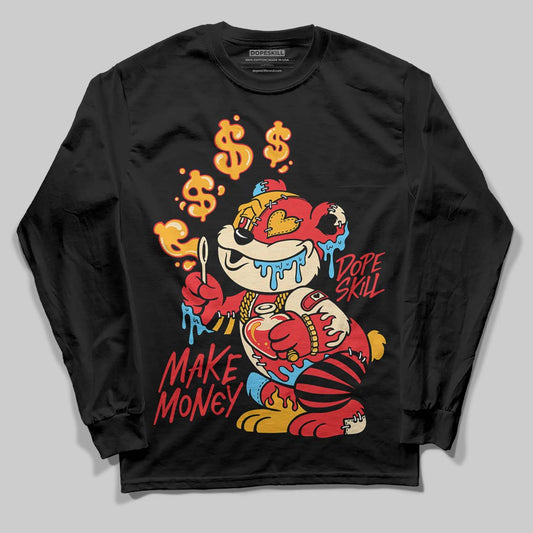 Red Sneakers DopeSkill Long Sleeve T-Shirt Make Money Graphic Streetwear - Black