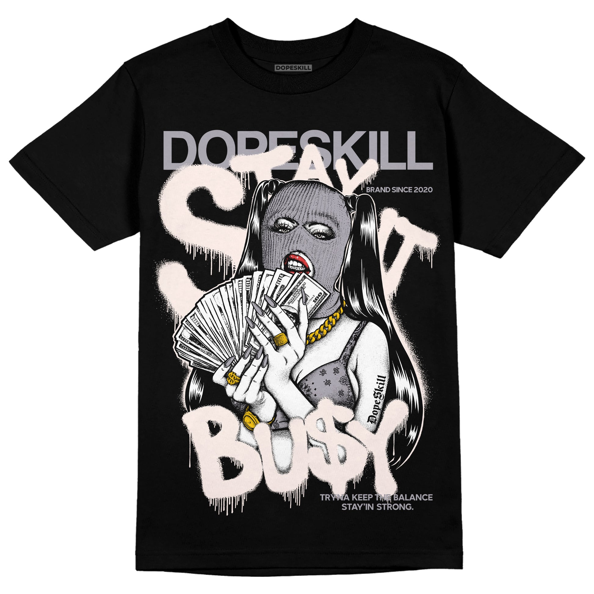 Jordan 2 Cement Grey DopeSkill T-Shirt Stay It Busy Graphic Streetwear - Black 