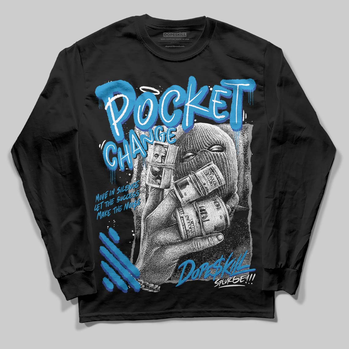 Royal Blue Sneakers DopeSkill Long Sleeve T-Shirt Pocket Change Graphic Streetwear - Black