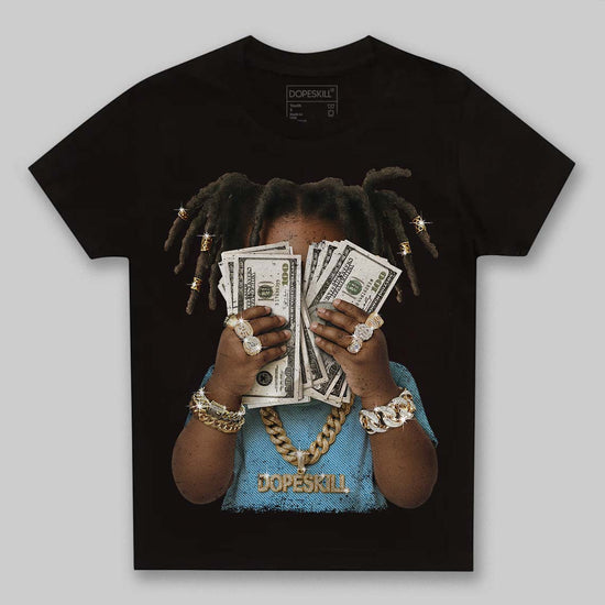 Jordan 4 Denim “Worn Blue” DopeSkill Toddler Kids T-shirt Rich Youth Graphic Streetwear - Black