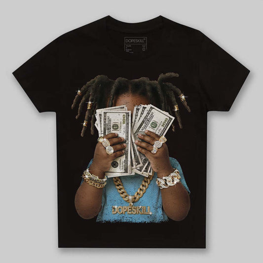 Jordan 4 Denim “Worn Blue” DopeSkill Toddler Kids T-shirt Rich Youth Graphic Streetwear - Black