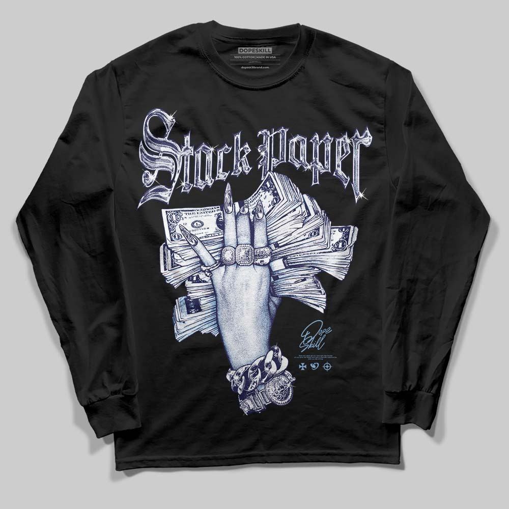 University Blue Sneakers DopeSkill Long Sleeve T-Shirt Stack Paper Graphic Streetwear - Black