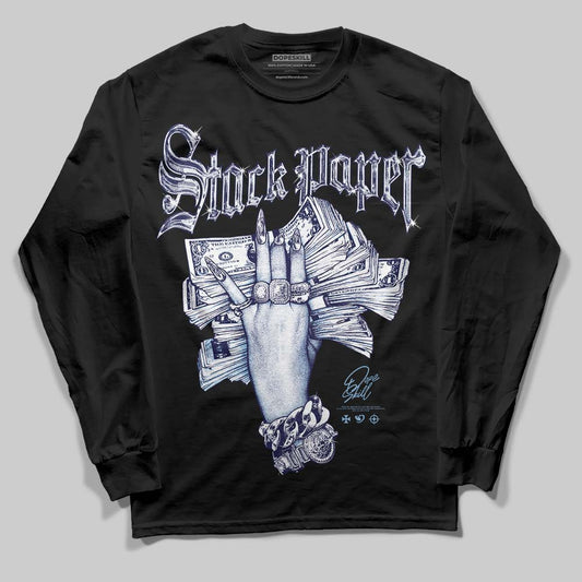 University Blue Sneakers DopeSkill Long Sleeve T-Shirt Stack Paper Graphic Streetwear - Black