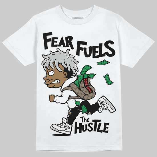 Air Foamposite One 'Triple White' DopeSkill T-Shirt Fear Fuels The Hustle Graphic Streetwear - White