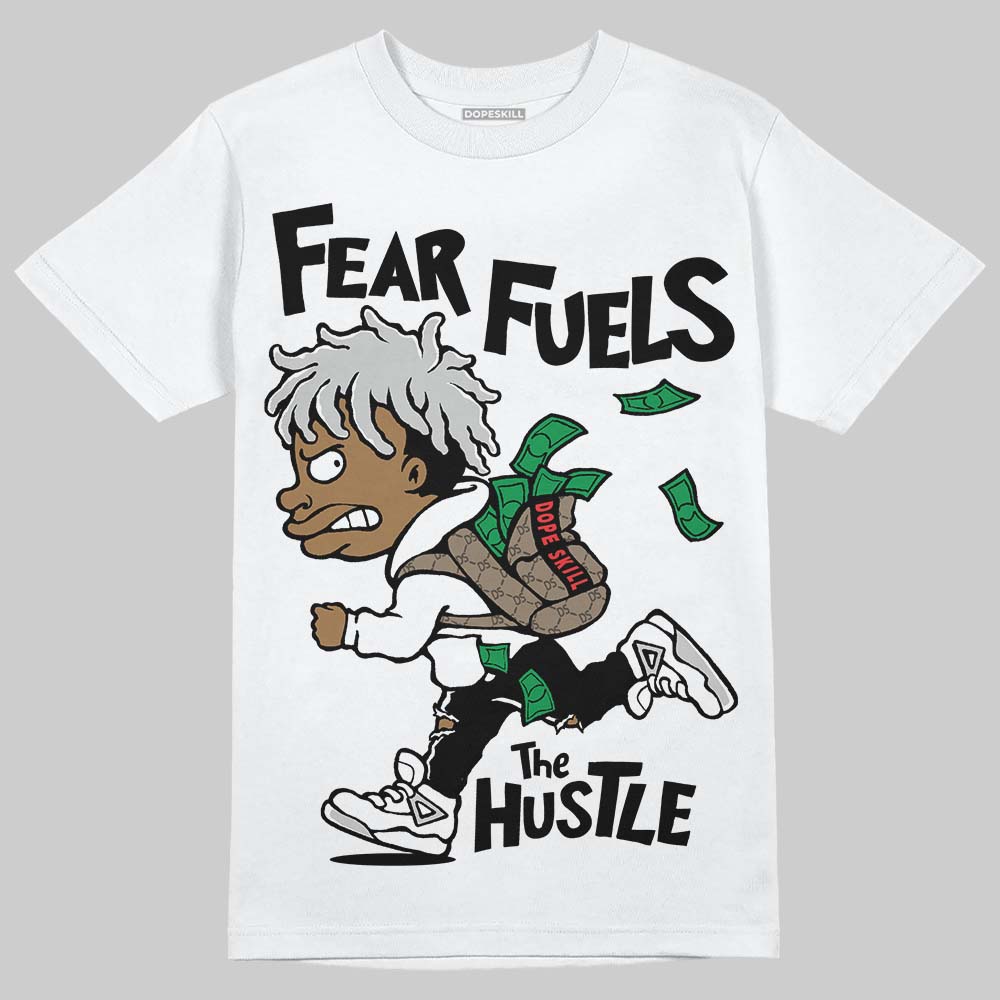 Air Foamposite One 'Triple White' DopeSkill T-Shirt Fear Fuels The Hustle Graphic Streetwear - White