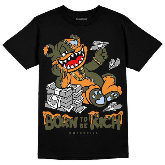 Jordan 5 "Olive" DopeSkill T-Shirt Born To Be Rich Graphic Streetwear - Black