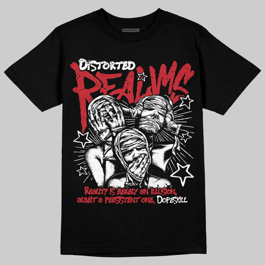 Jordan 5 Retro Fire Red Black Tongue (2025) DopeSkill T-Shirt Distorted Realms Graphic Streetwear - Black
