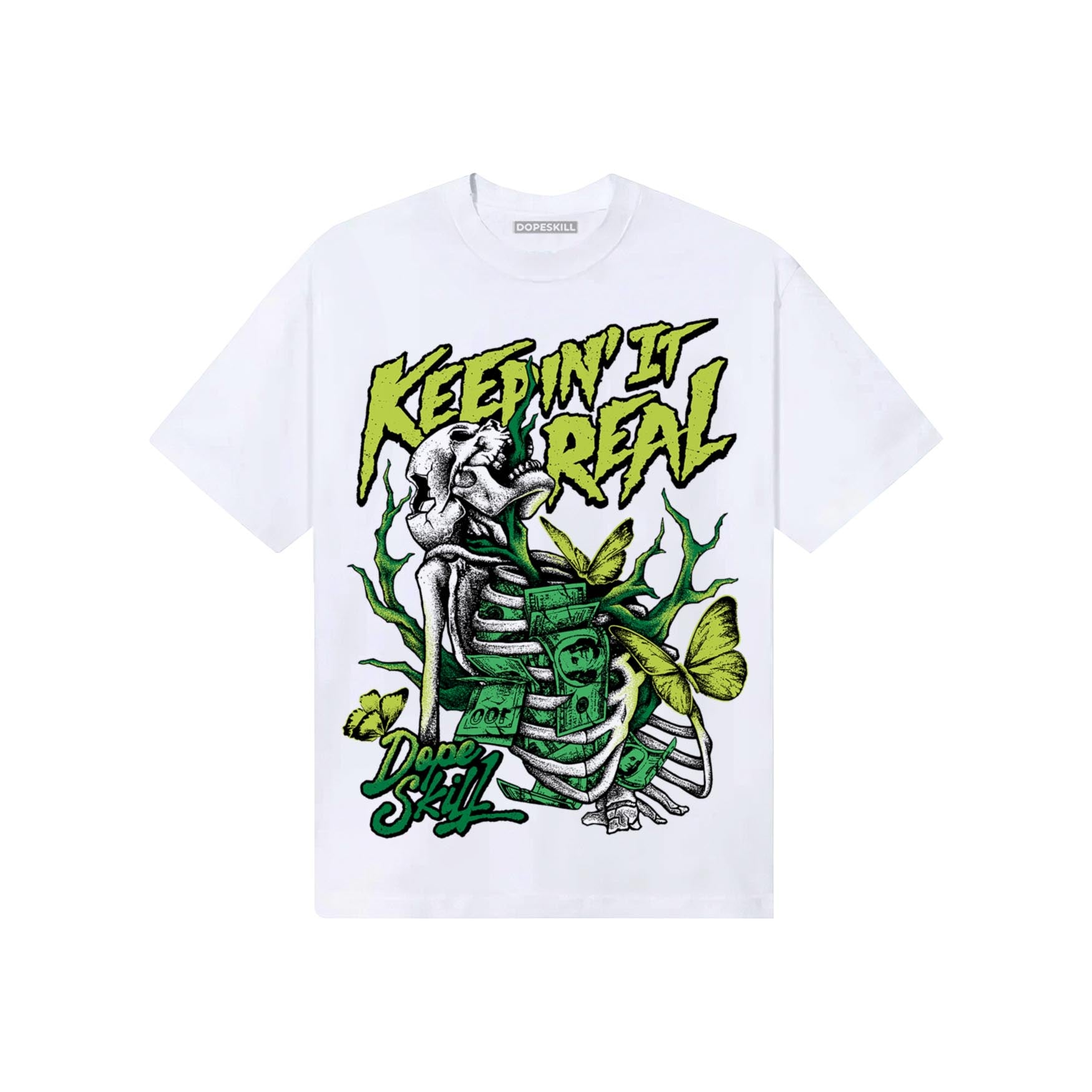 Green Sneakers DopeSkill T-Shirt Keepin' It Real Graphic Streetwear - White