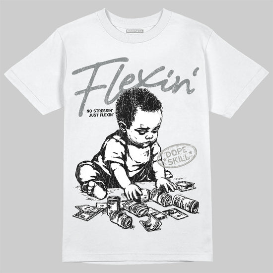 Jordan 9 Cool Grey DopeSkill T-Shirt Flexin' Graphic Streetwear - White