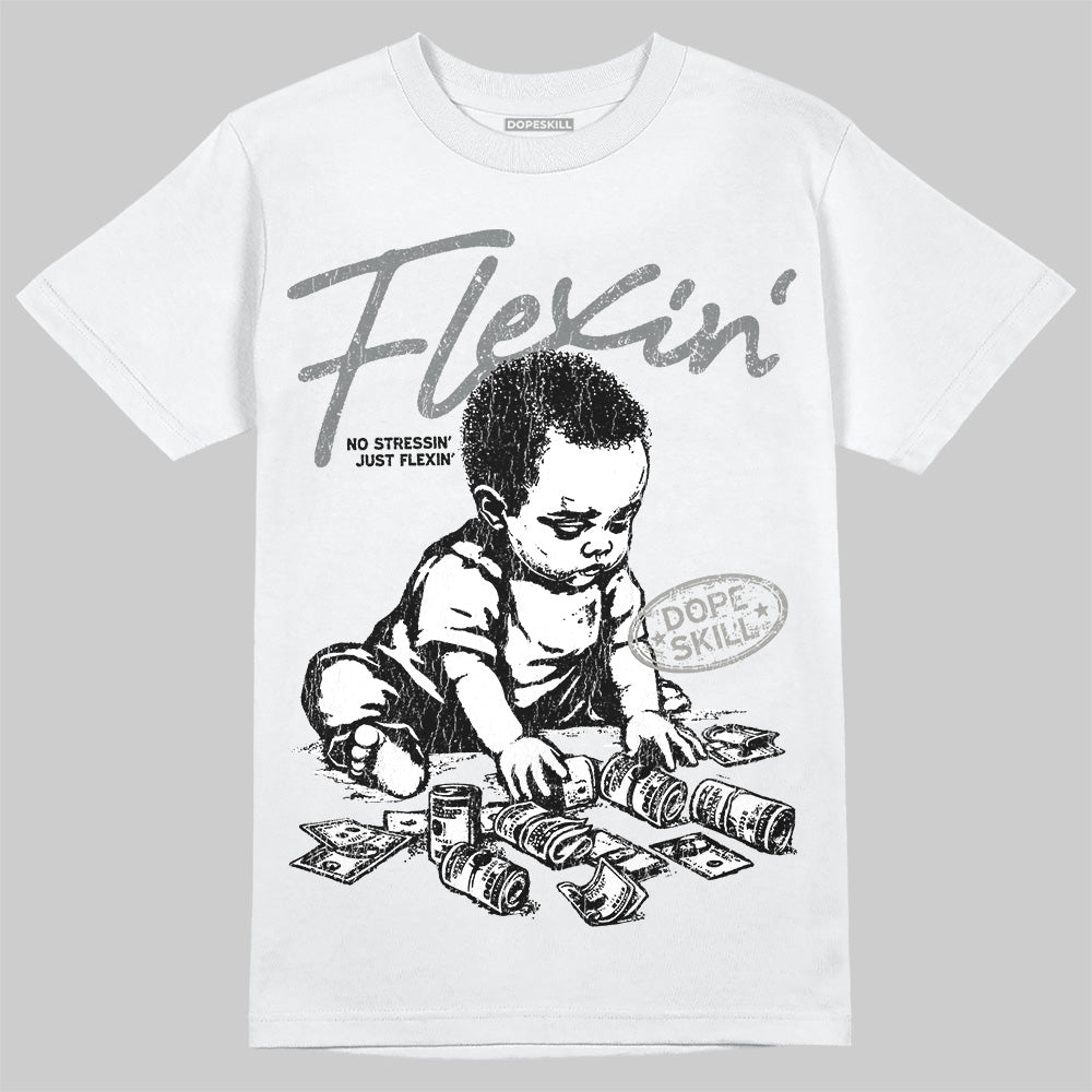 Jordan 9 Cool Grey DopeSkill T-Shirt Flexin' Graphic Streetwear - White