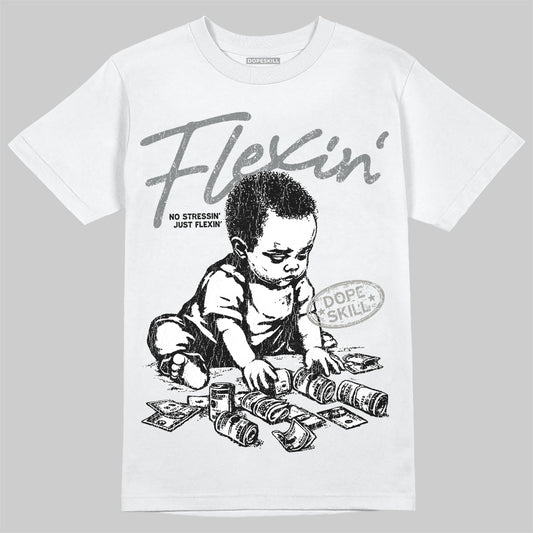 Jordan 9 Cool Grey DopeSkill T-Shirt Flexin' Graphic Streetwear - White