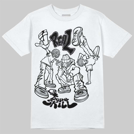 Jordan 12 Black Wolf Grey DopeSkill T-Shirt Real Y2K Players Graphic Streetwear - White