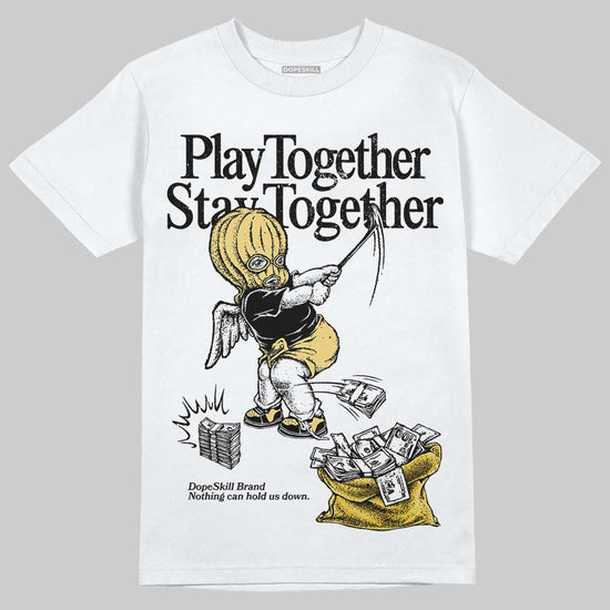 Quai 54 x Air Jordan 1 Retro Low OG Tour Yellow Black DopeSkill T-Shirt Play together, Stay together Graphic Streetwear - White