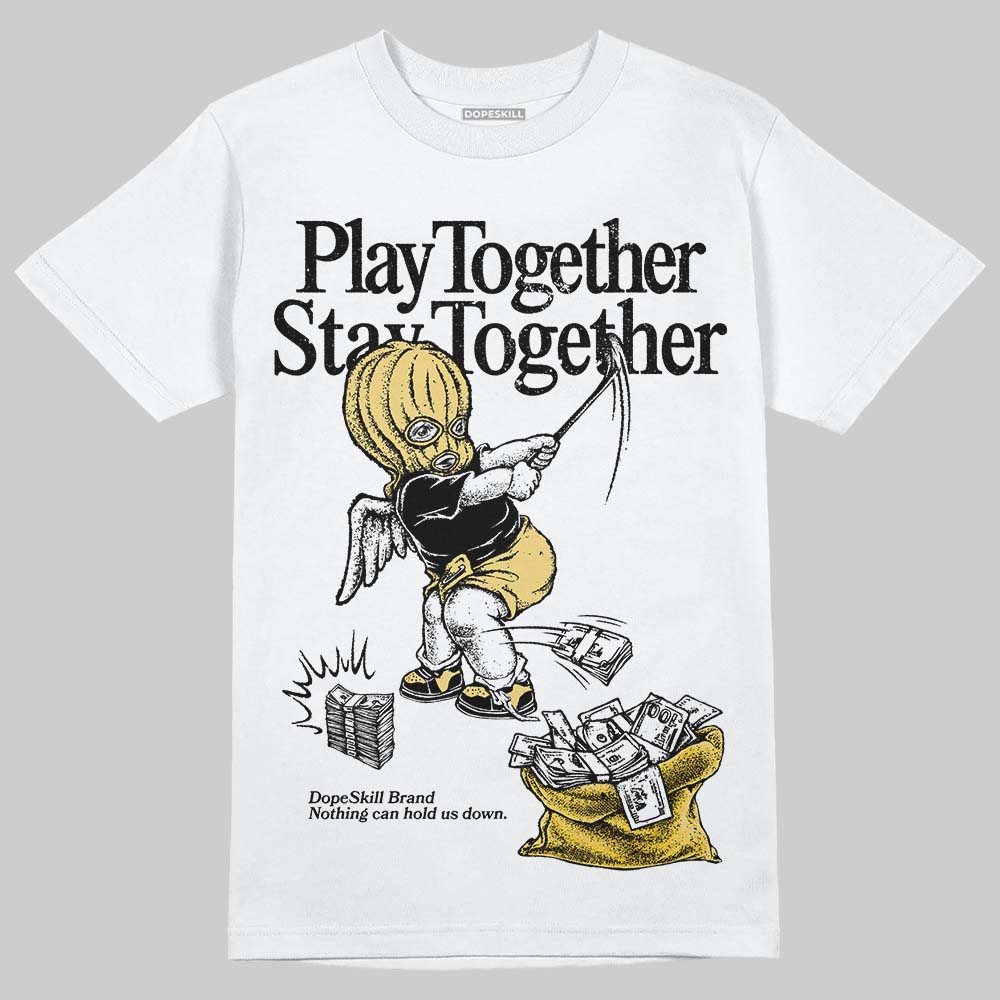 Quai 54 x Air Jordan 1 Retro Low OG Tour Yellow Black DopeSkill T-Shirt Play together, Stay together Graphic Streetwear - White