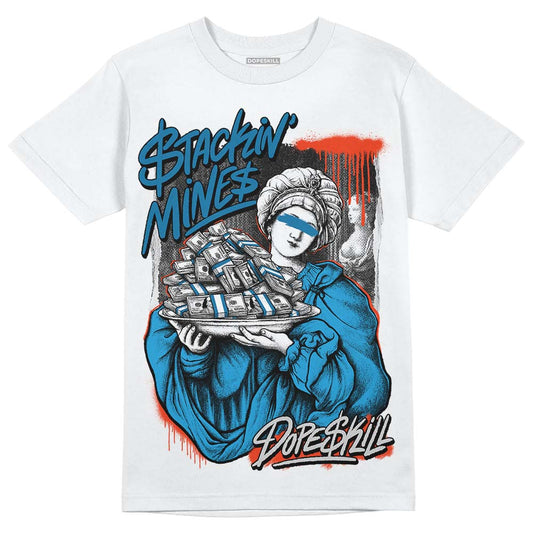 Jordan 4 Retro Military Blue DopeSkill T-Shirt Stackin Mines Graphic Streetwear - White