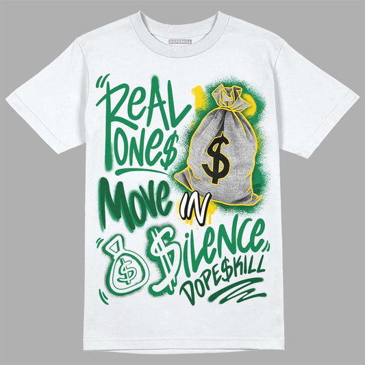 Green Sneakers DopeSkill T-Shirt Real Ones Move In Silence Graphic Streetwear - White