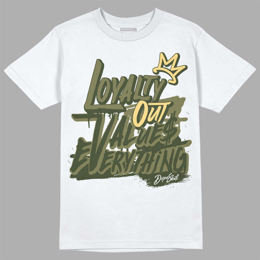 Jordan 4 Retro SE Craft Medium Olive DopeSkill T-Shirt LOVE Graphic Streetwear - White