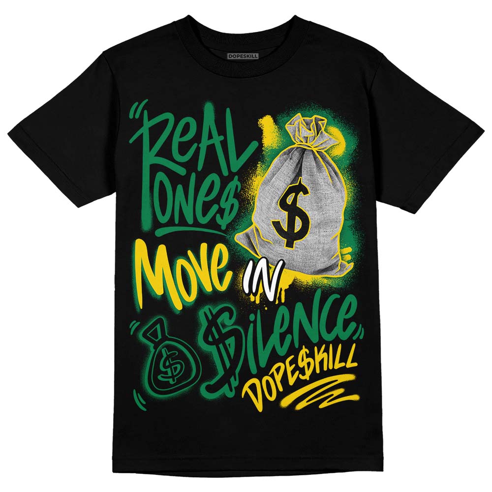 Green Sneakers DopeSkill T-Shirt Real Ones Move In Silence Graphic Streetwear - Black
