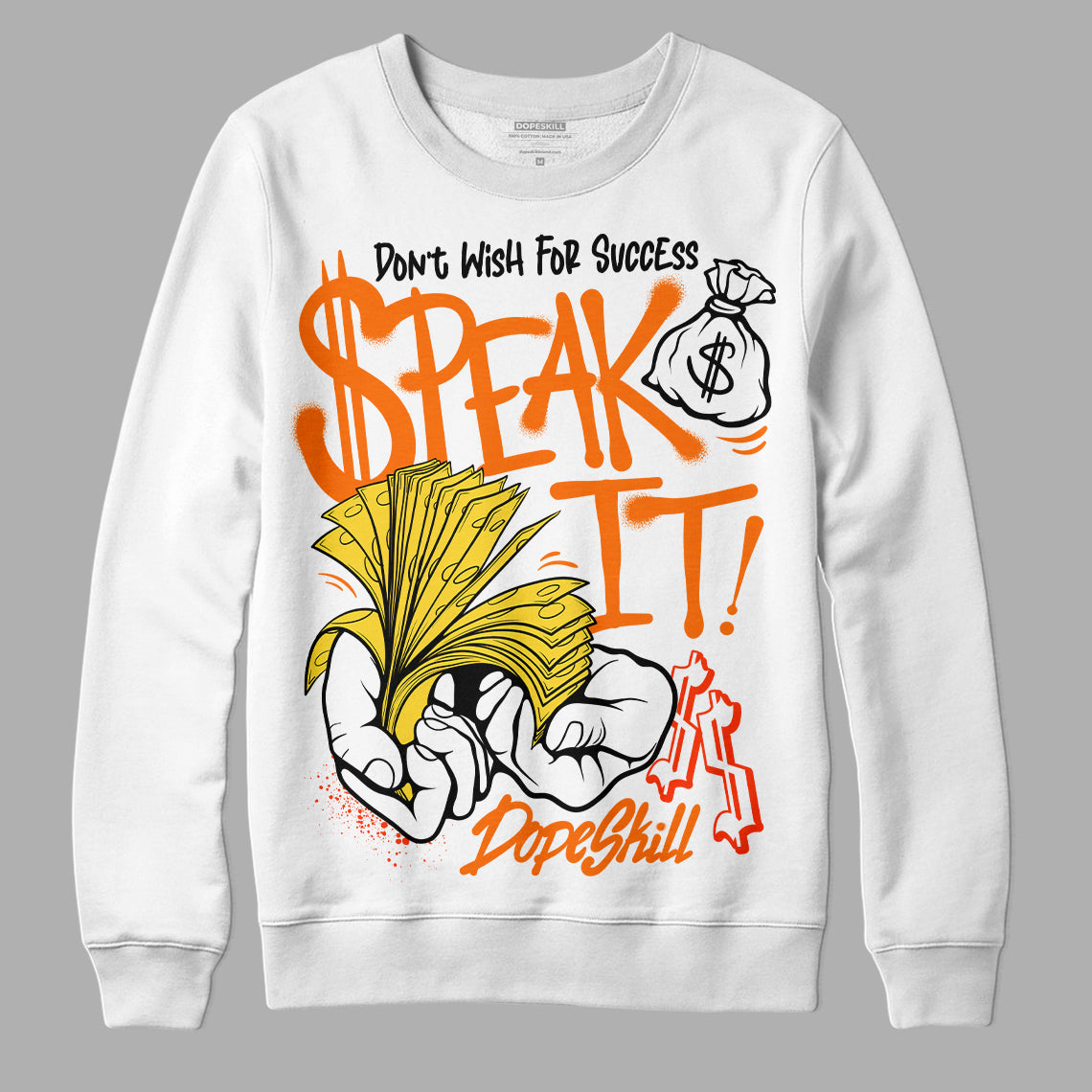 Jordan 4 Thunder DopeSkill Sweatshirt Speak It Graphic Streetwear - White