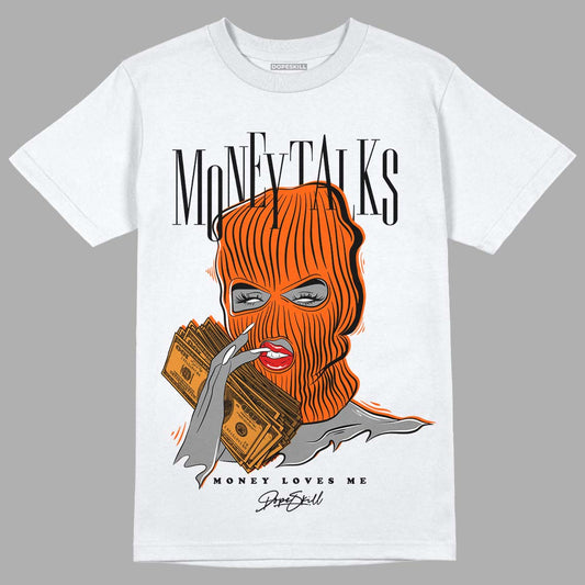 Jordan 12 Retro Brilliant Orange DopeSkill T-Shirt Money Talks Graphic Streetwear - Black