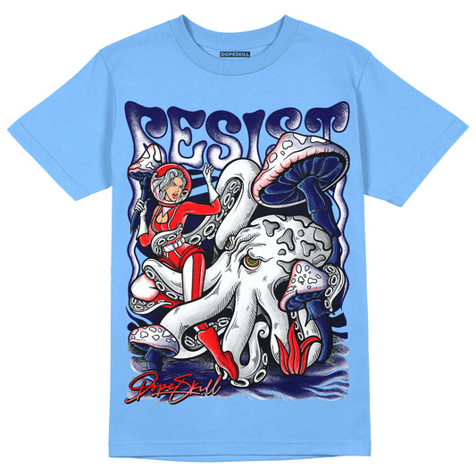 Jordan 9 Powder Blue DopeSkill Tropical Blue T-shirt Resist Graphic Streetwear