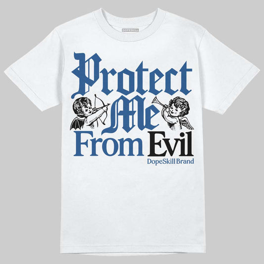Jordan 1 Low OG “Storm Blue” DopeSkill T-Shirt Protect Me From Evil Graphic Streetwear - White