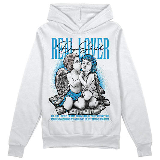 Jordan 4 Retro Military Blue DopeSkill Hoodie Sweatshirt Real Lover Graphic Streetwear - White