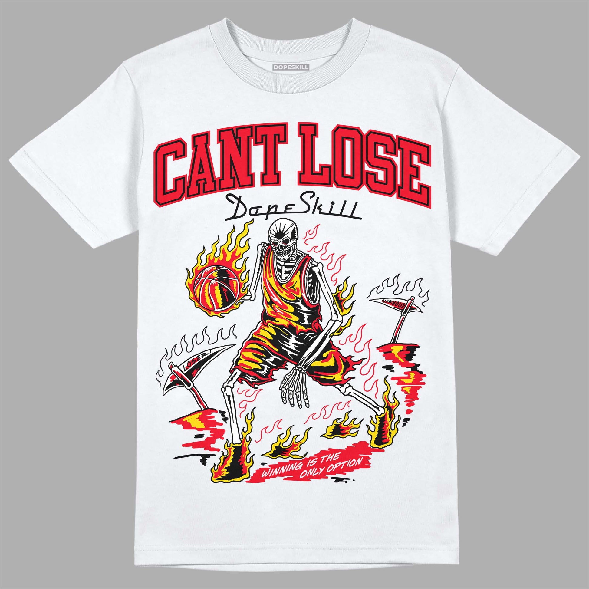 Jordan 4 Red Thunder DopeSkill T-Shirt Cant Lose Graphic Streetwear - White