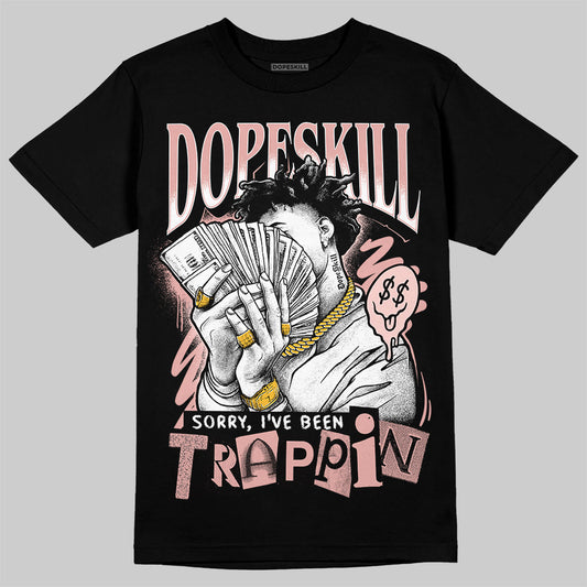 Lanvin Leather Curb Glitter Pale Pink DopeSkill T-Shirt Sorry I've Been Trappin Graphic Streetwear - black