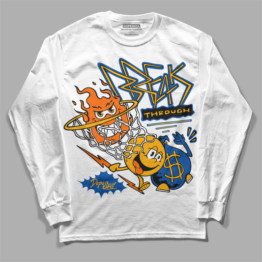 Dunk Blue Jay and University Gold DopeSkill Long Sleeve T-Shirt Break Through Graphic Streetwear - White
