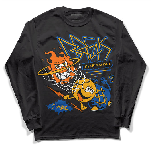 Dunk Blue Jay and University Gold DopeSkill Long Sleeve T-Shirt Break Through Graphic Streetwear - Black