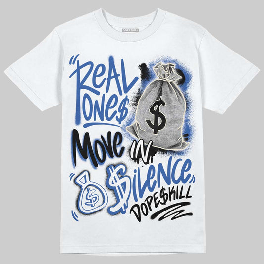 Jordan 1 Low Travis Scott x Fragment DopeSkill T-Shirt Real Ones Move In Silence Graphic Streetwear - White