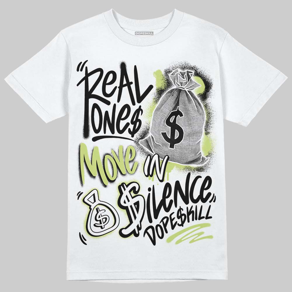 Jordan 5 “Luminous Green” DopeSkill T-Shirt Real Ones Move In Silence Graphic Streetwear - White