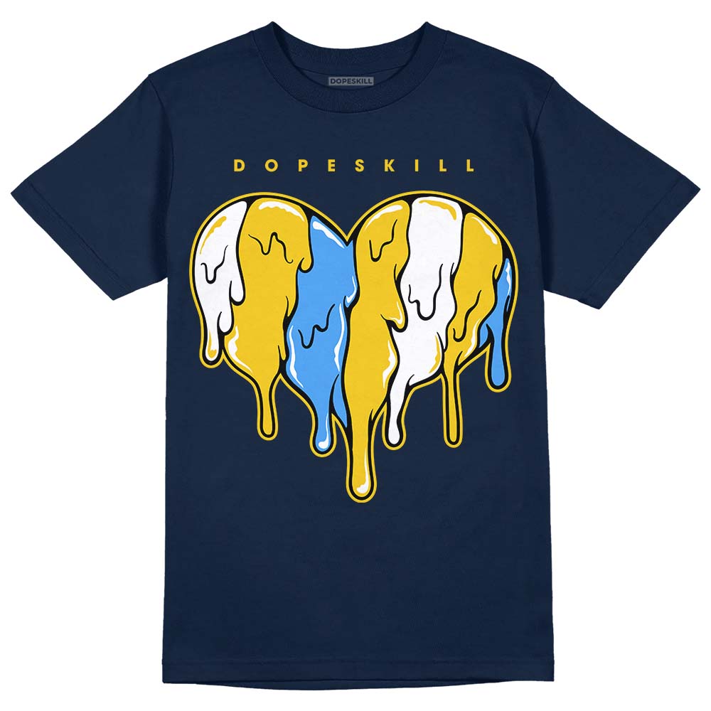 Dunk Low Vintage “Michigan” DopeSkill Midnight Navy T-Shirt Slime Drip Heart Graphic Streetwear