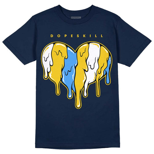 Dunk Low Vintage “Michigan” DopeSkill Midnight Navy T-Shirt Slime Drip Heart Graphic Streetwear