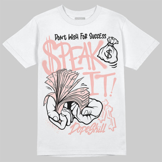 Lanvin Leather Curb Glitter Pale Pink DopeSkill T-Shirt Speak It Graphic Streetwear  - White