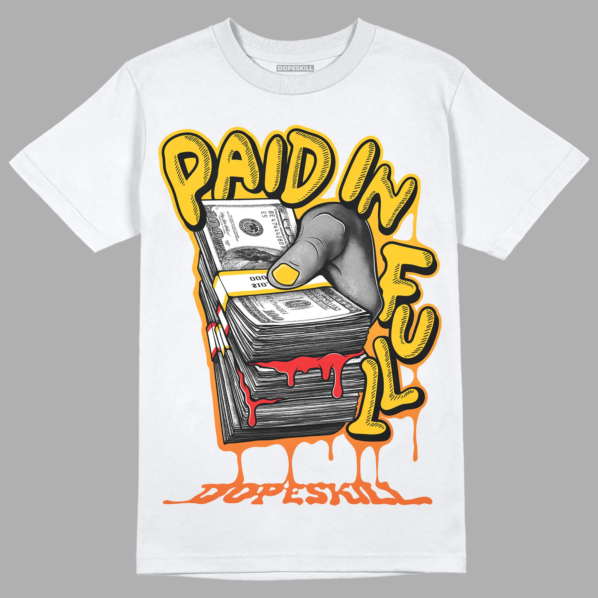 Yellow Sneakers DopeSkill T-Shirt Paid In Full Graphic Streetwear - White