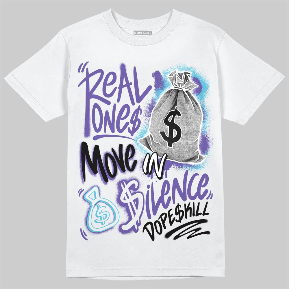 Jordan 8 Retro 'Aqua' 2025 DopeSkill T-Shirt Real Ones Move In Silence Graphic Streetwear - White