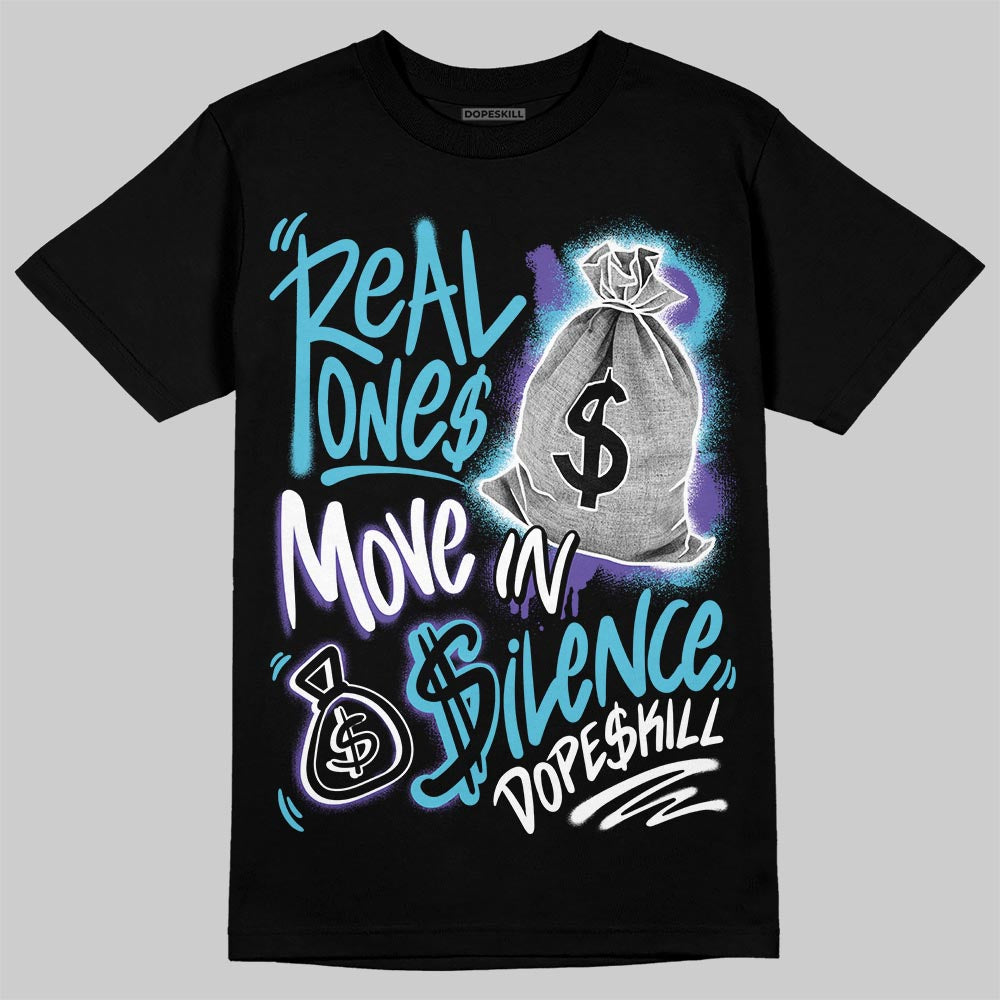 Jordan 8 Retro 'Aqua' 2025 DopeSkill T-Shirt Real Ones Move In Silence Graphic Streetwear - Black