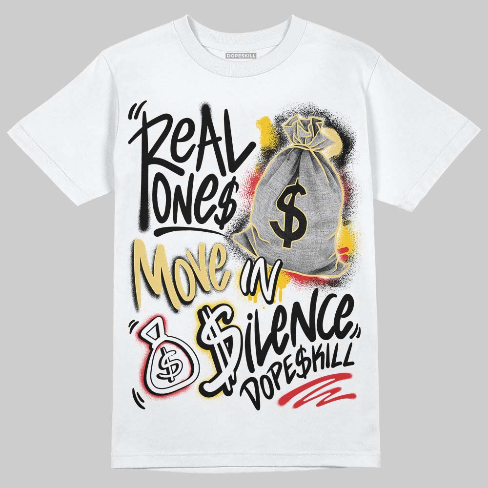 Quai 54 x Air Jordan 1 Retro Low OG Tour Yellow Black DopeSkill T-Shirt Real Ones Move In Silence Graphic Streetwear - White