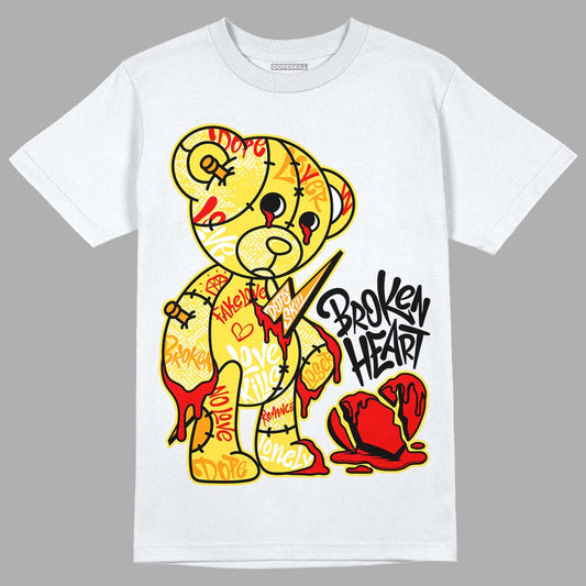 Jordan 11 Low 'Yellow Snakeskin' DopeSkill T-Shirt Broken Heart Graphic Streetwear - White