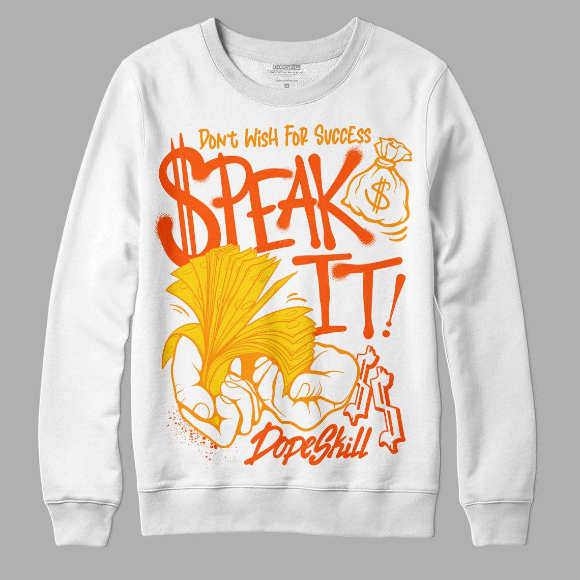 Jordan 6 “Yellow Ochre” DopeSkill Sweatshirt Speak It Graphic Streetwear - White