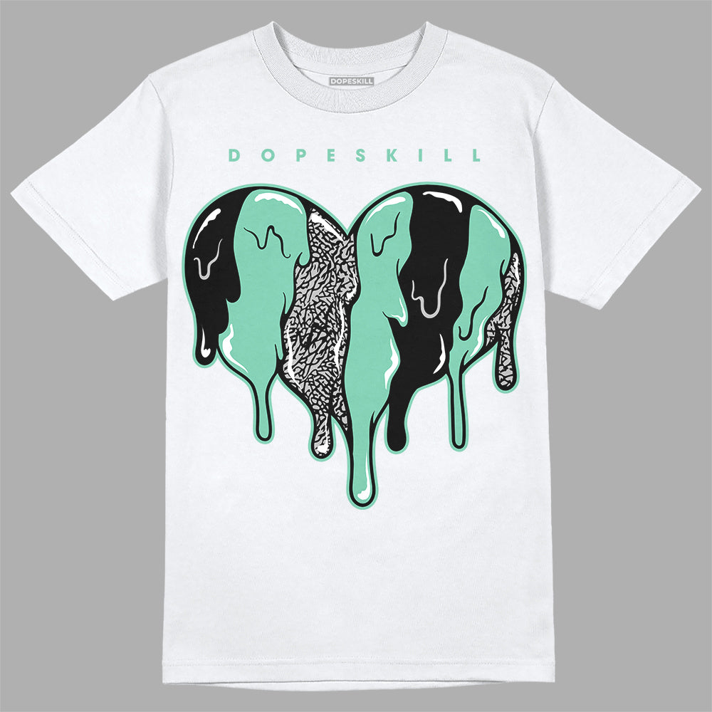Jordan 3 "Green Glow" DopeSkill T-Shirt Slime Drip Heart Graphic Streetwear - White