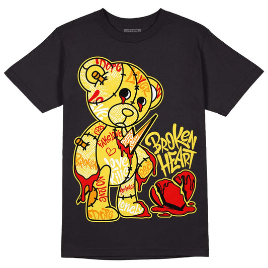 Jordan 11 Low 'Yellow Snakeskin' DopeSkill T-Shirt Broken Heart Graphic Streetwear - Black