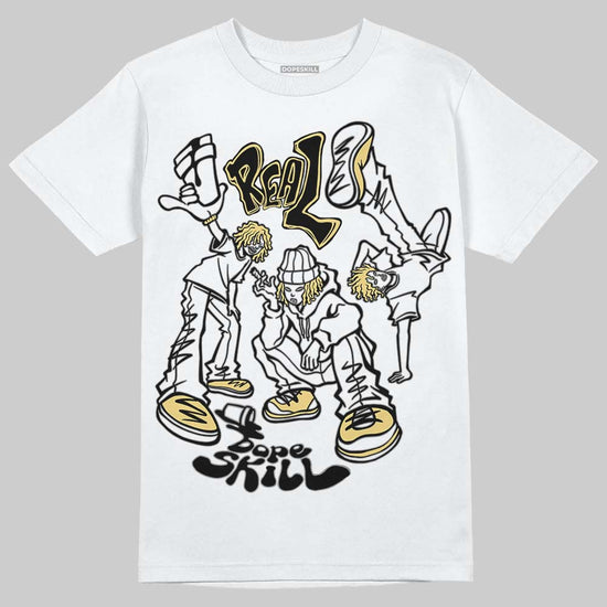 Quai 54 x Air Jordan 1 Retro Low OG Tour Yellow Black DopeSkill T-Shirt Real Y2K Players Graphic Streetwear - White
