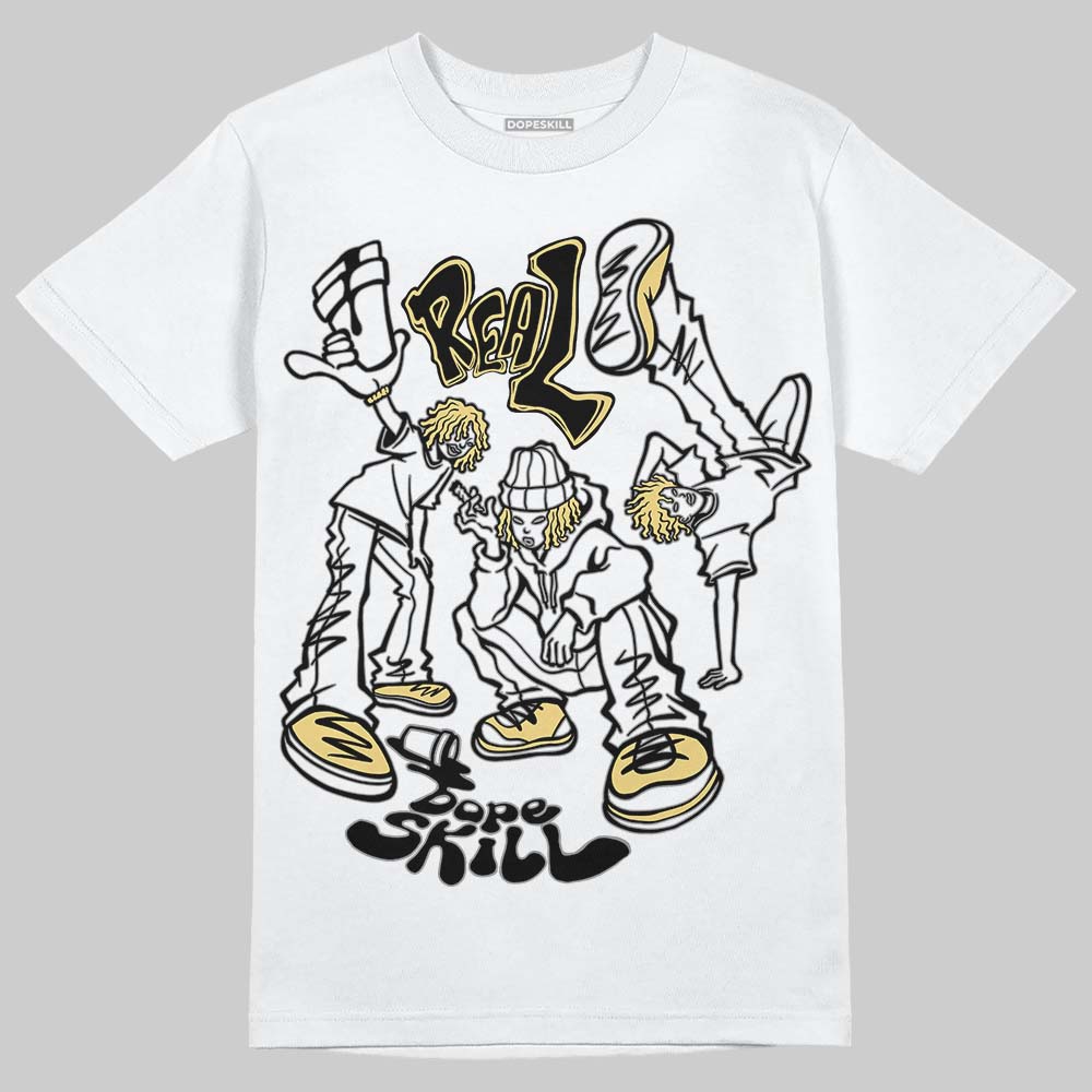 Quai 54 x Air Jordan 1 Retro Low OG Tour Yellow Black DopeSkill T-Shirt Real Y2K Players Graphic Streetwear - White