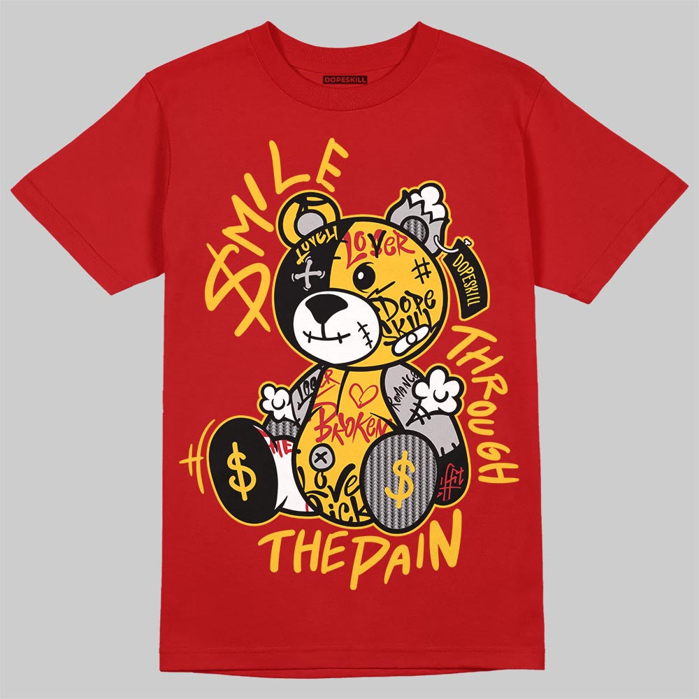 Jordan 14 Retro Ferrari (2025) DopeSkill T-Shirt Smile Through The Pain Graphic Streetwear - Red