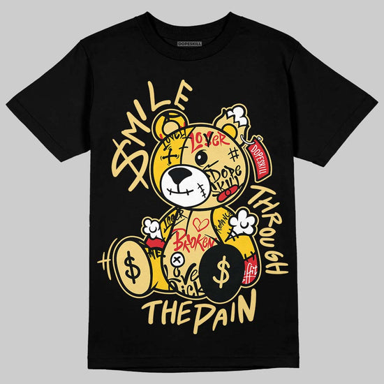 Quai 54 x Air Jordan 1 Retro Low OG Tour Yellow Black DopeSkill T-Shirt Smile Through The Pain Graphic Streetwear - black